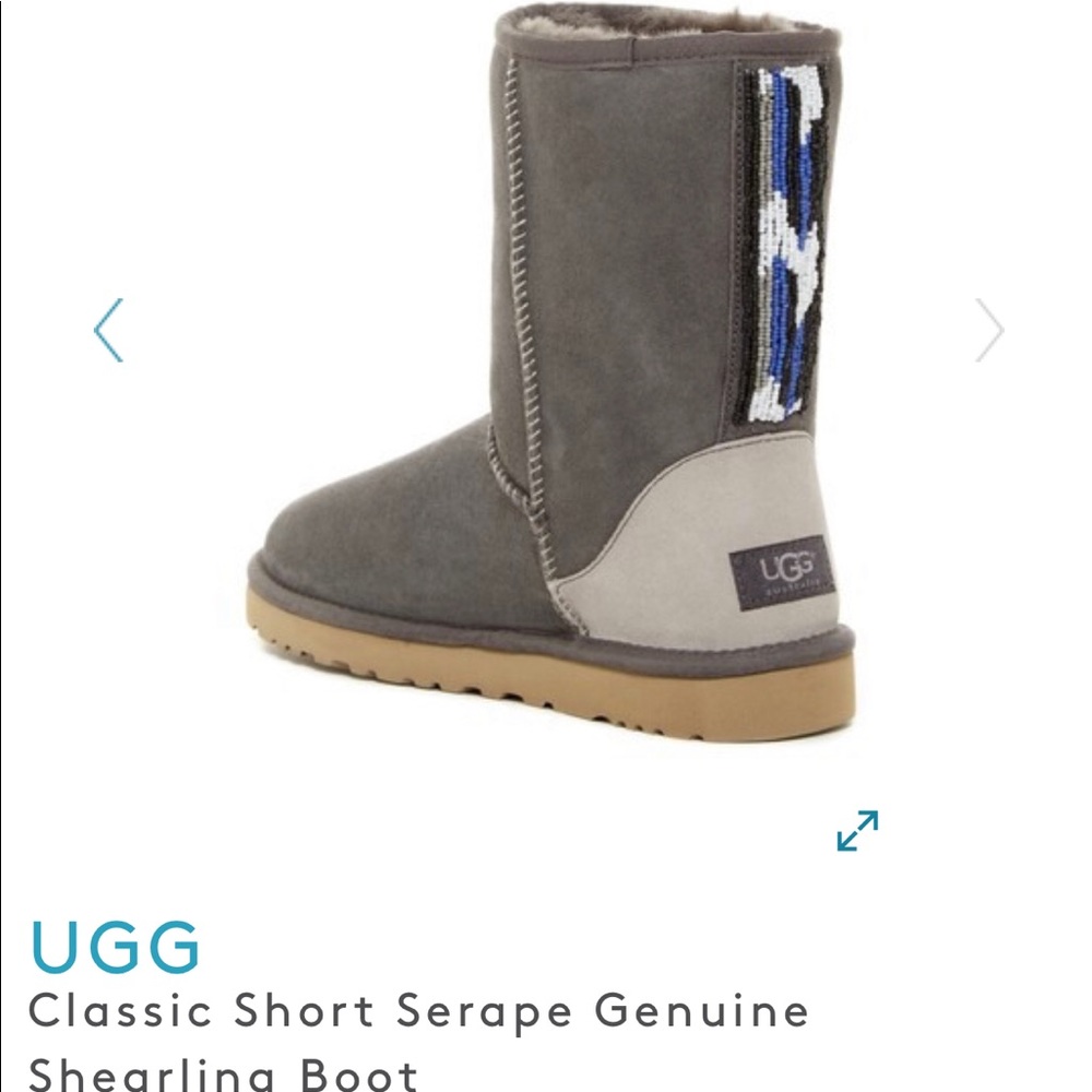UGG classic short serape beaded boot size 5